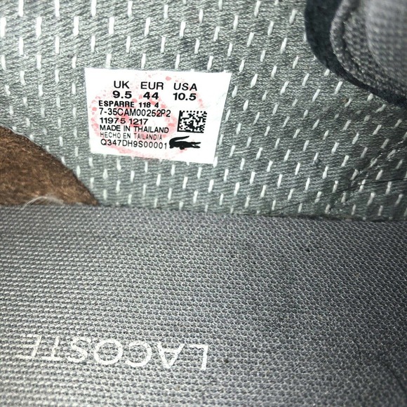 Lacoste Esparre Casual Lace Up Canvas Sneaker, Men's Size 10.5 Gray - Picture 6 of 7